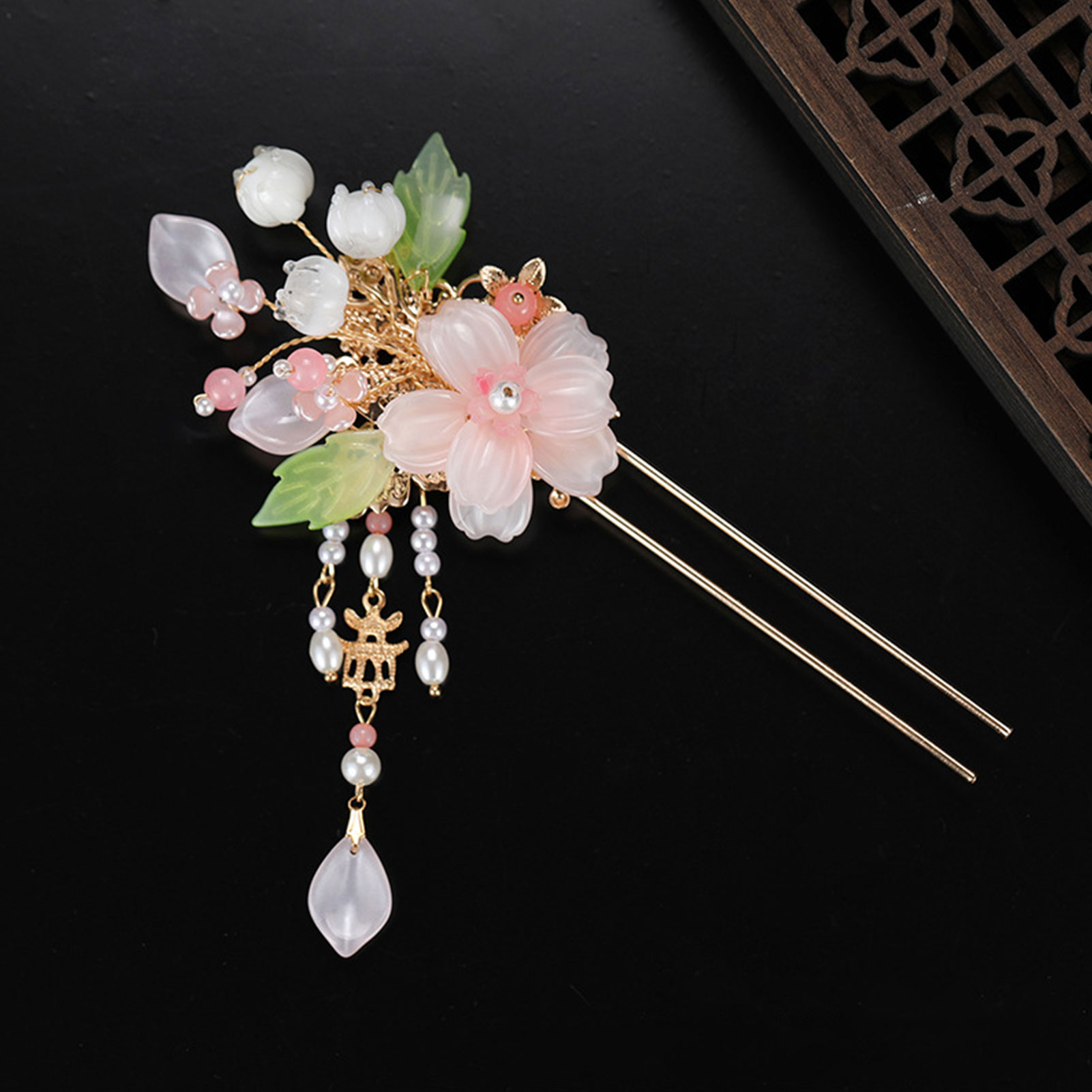 Jewelry Making With Beads - 우아한 핑크 꽃 머리핀 레트로 중국