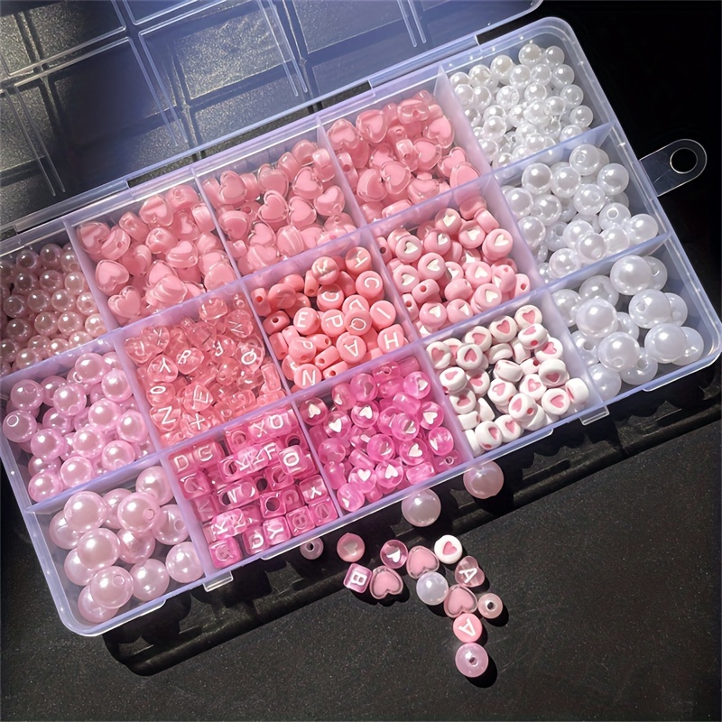 Jewelry Making Organizer - 10피스 핑크 알파벳 박스, 아크릴 비즈,