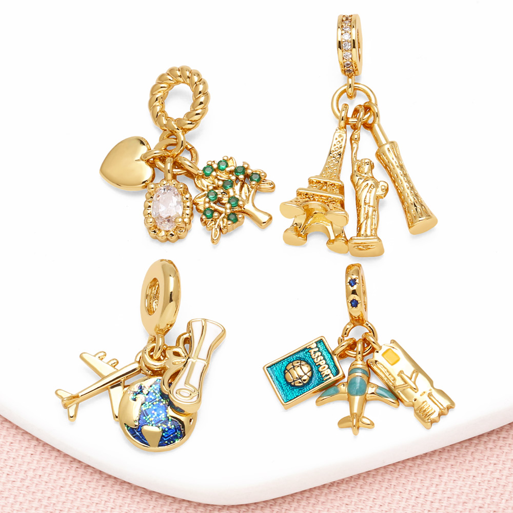 Jewelry Making Paris - OCESRIO 에나멜 세계 여행 펜던트 목걸이