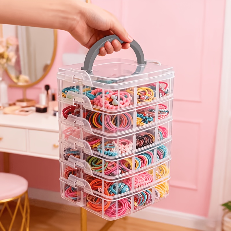 Jewelry Making Organizer - 뚜껑과 손잡이가 있는 5겹 투명 수납함,