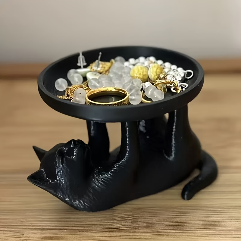Jewelry Making Organizer - 귀여운 검은 고양이 보석 트레이 레진
