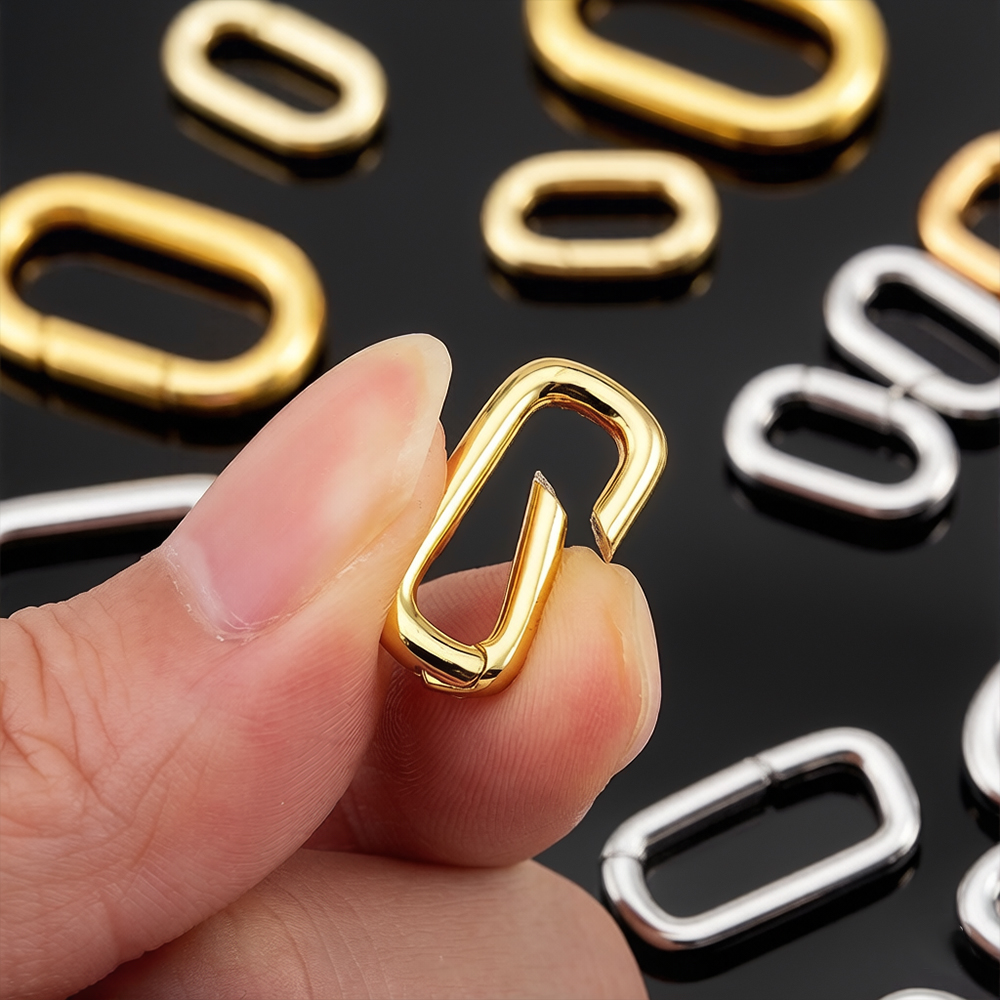 Jewelry Making With Beads - 2개 18K 금도금 오벌 카라비너 목걸이