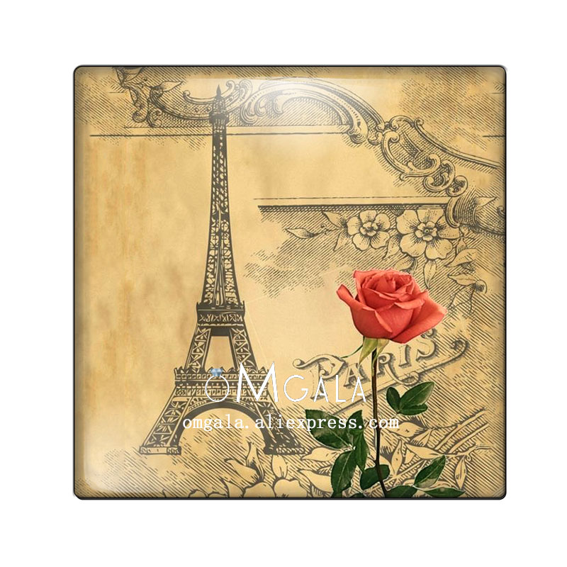 빈티지 파리 에펠 탑 아트 패턴, 사진 유리 카보숑 데 - Jewelry Making Paris 리뷰 및 가격