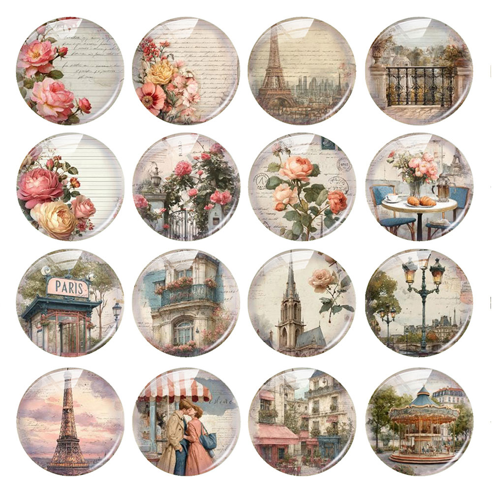 랜덤 믹스 라운드/타원형/사각형 빈티지 파리 여행 편지 - Jewelry Making Paris 리뷰 및 가격