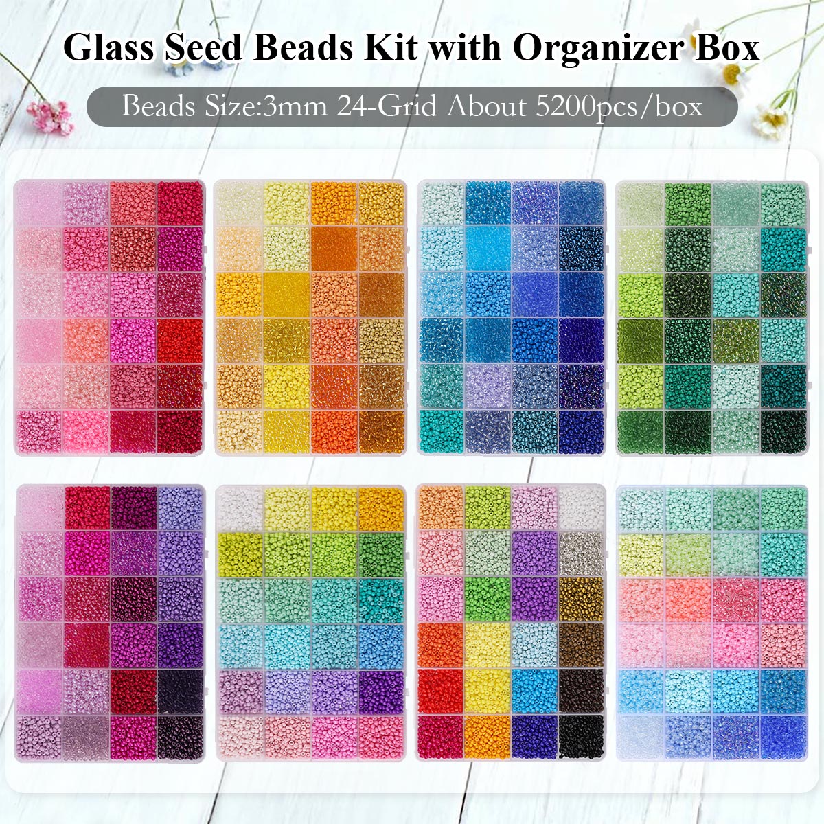 5200개 3mm 유리 시드 비즈 키트 24칸 정리 박 - Jewelry Making Organizer 리뷰 및 가격