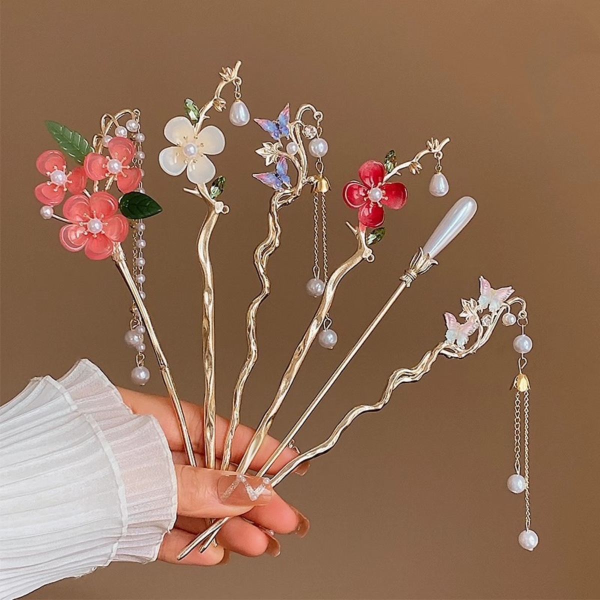 2025 여성을위한 새로운 꽃 머리핀 우아한 꽃 나비  - Jewelry Making With Beads 리뷰 및 가격